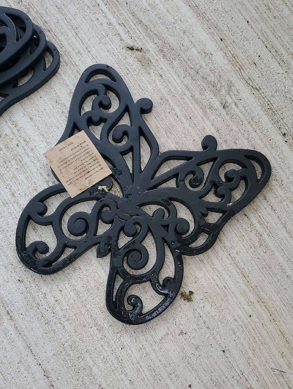 Decorative Black Butterfly Rubber Stepping Stones- Ornate Cast Iron Look